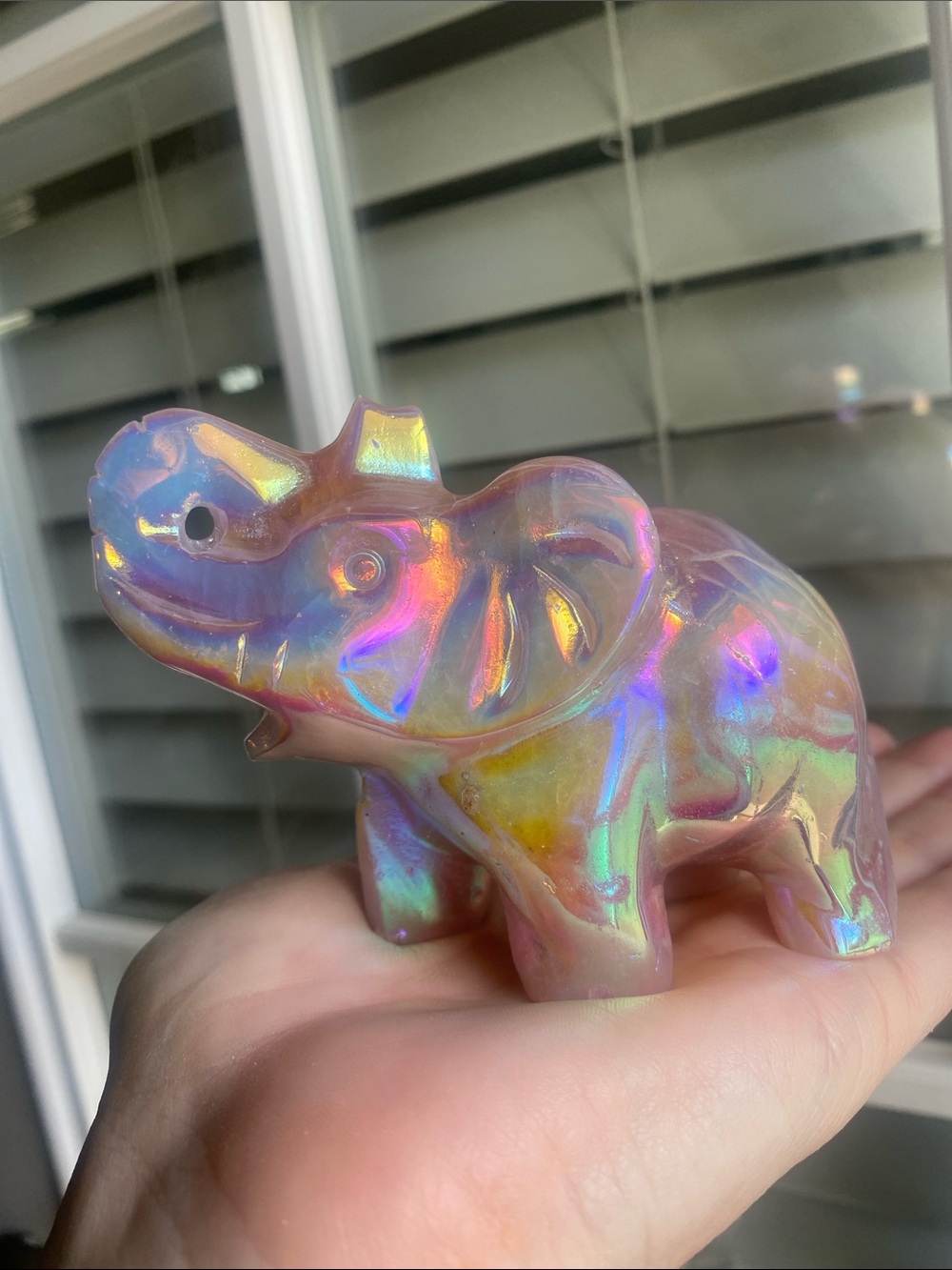 Aura Rose Quartz Elephant Sculpture